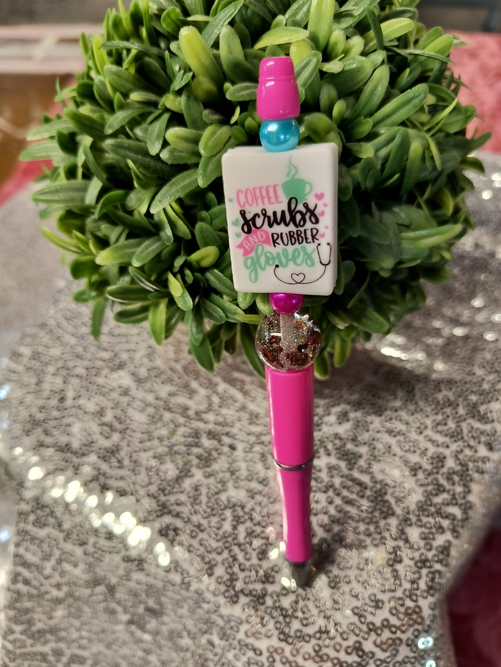 Pink Decorative Coffee Scrubs Pen - Home Office